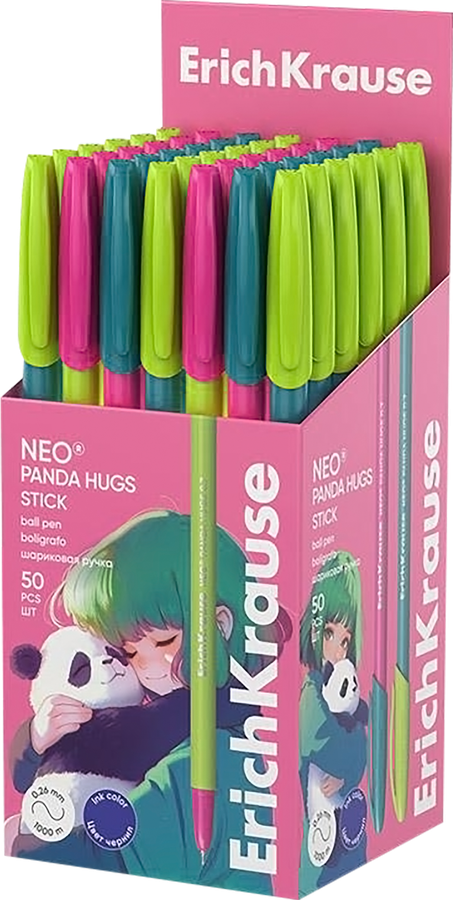 Ручка шариковая ERICHKRAUSE Neo Stick Panda Hugs 0.7, Super Glide Technology, синий, предпросмотр