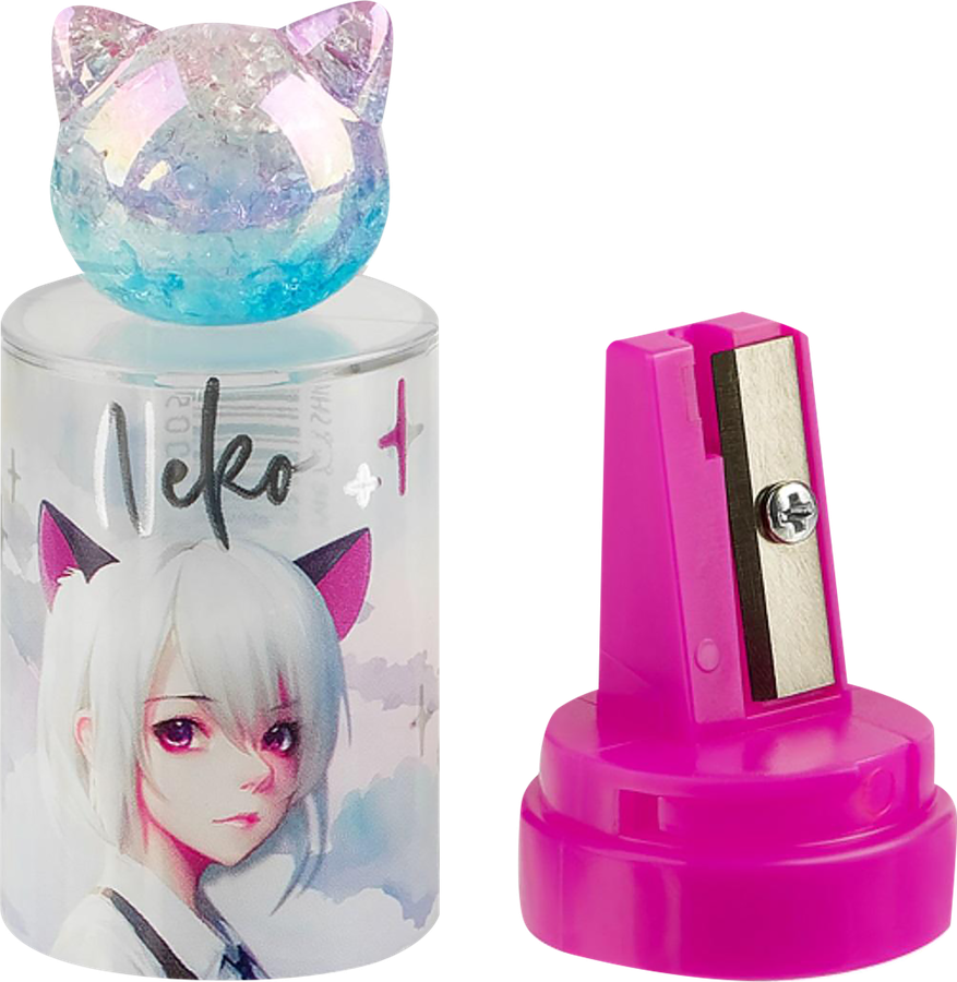 Точилка MESHU Neko, пластиковая, 1 отверстие, в ассортименте, предпросмотр