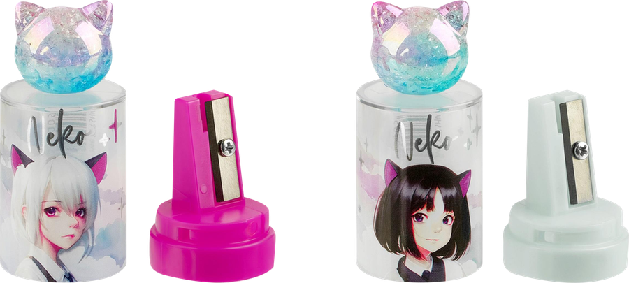 Точилка MESHU Neko, пластиковая, 1 отверстие, в ассортименте, предпросмотр