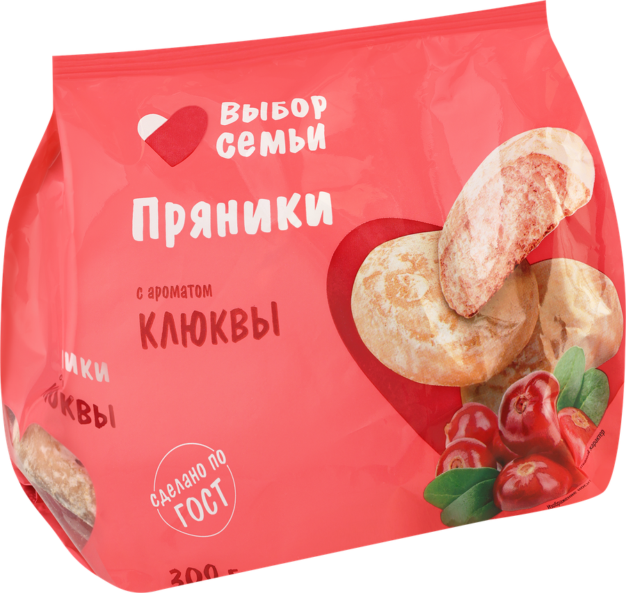Пряники ВЫБОР СЕМЬИ с ароматом клюквы, 300г, предпросмотр