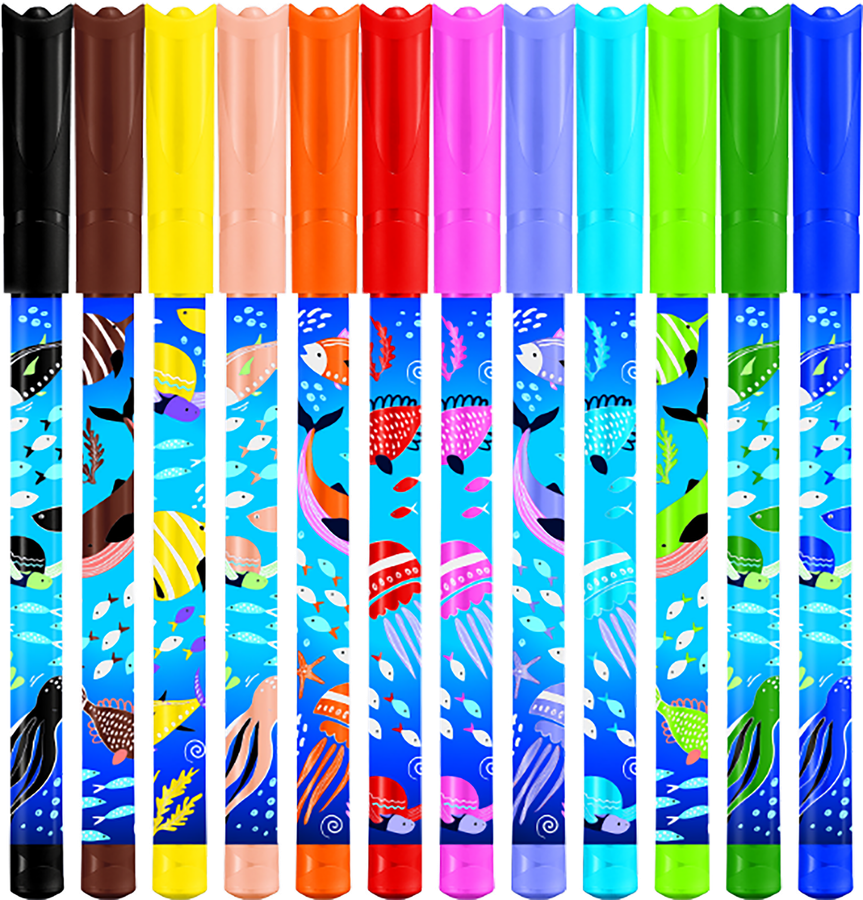 Фломастеры MAPED Color'peps Ocean Life, стандартные, 12 цветов, легкосмываемые, 12шт, предпросмотр