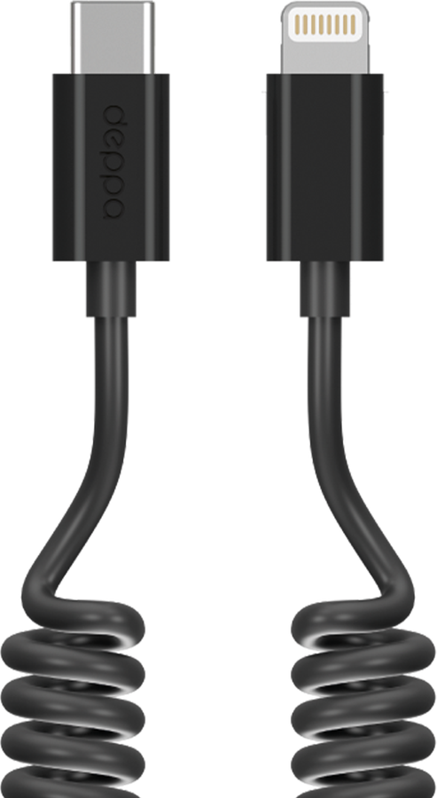 Дата-кабель DEPPA Type-C – Lightning, витой, 1,5м, черный, Арт. 72393, предпросмотр