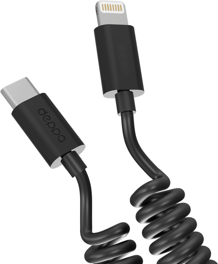 Дата-кабель DEPPA Type-C – Lightning, витой, 1,5м, черный, Арт. 72393, превью