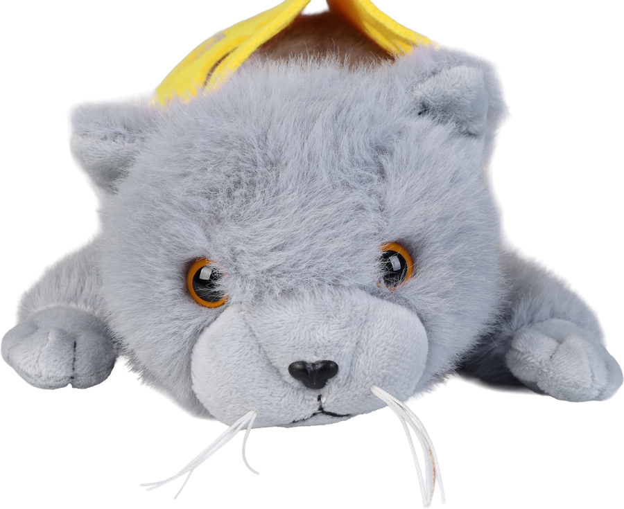 Игрушка мягкая BIGGA Котик в переноске, серый, 33см, Арт. Y2428733, предпросмотр