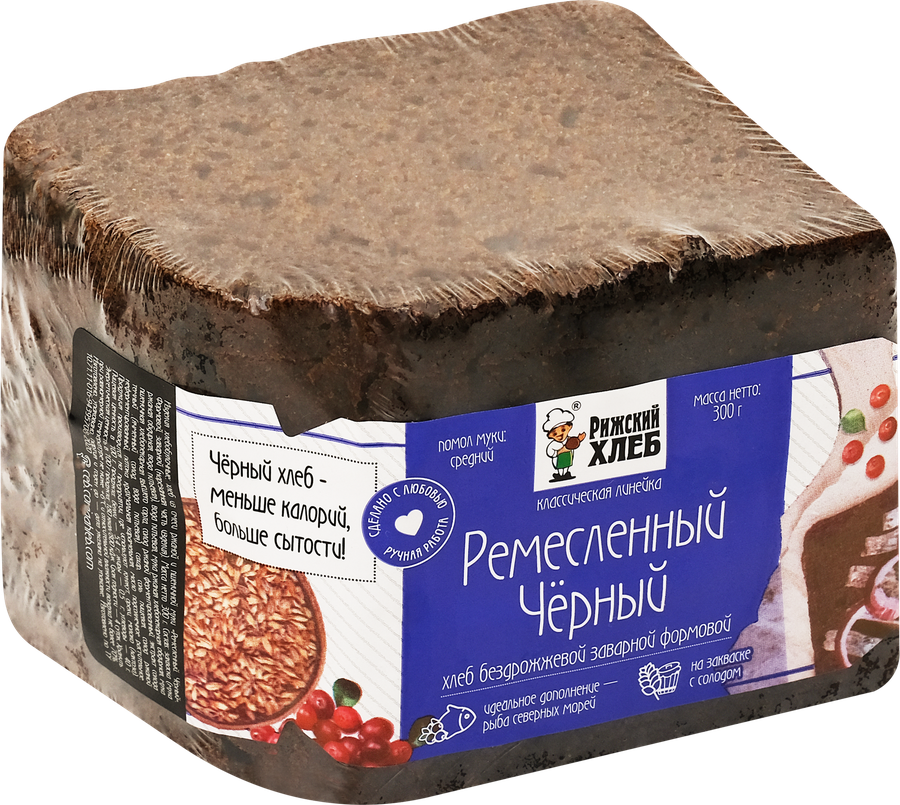 Хлеб ржано-пшеничный РИЖСКИЙ ХЛЕБ Ремесленный черный, 300г, предпросмотр