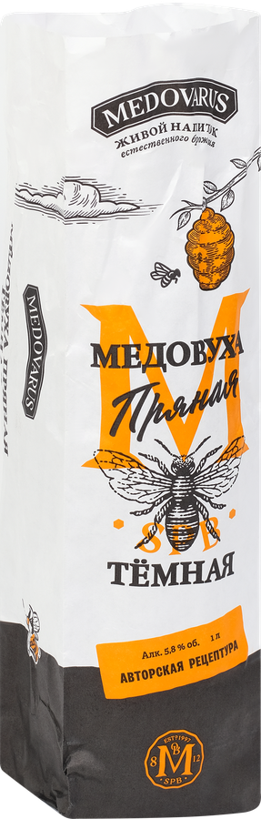 Медовуха MEDOVARUS Пряная темная непастеризованная фильтрованная 5,8%, 1л, предпросмотр