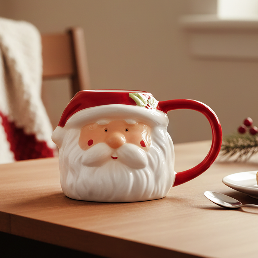 Кружка HOMECLUB Santa Claus, с крышкой, керамика, 450мл, Арт. kbny-2, предпросмотр