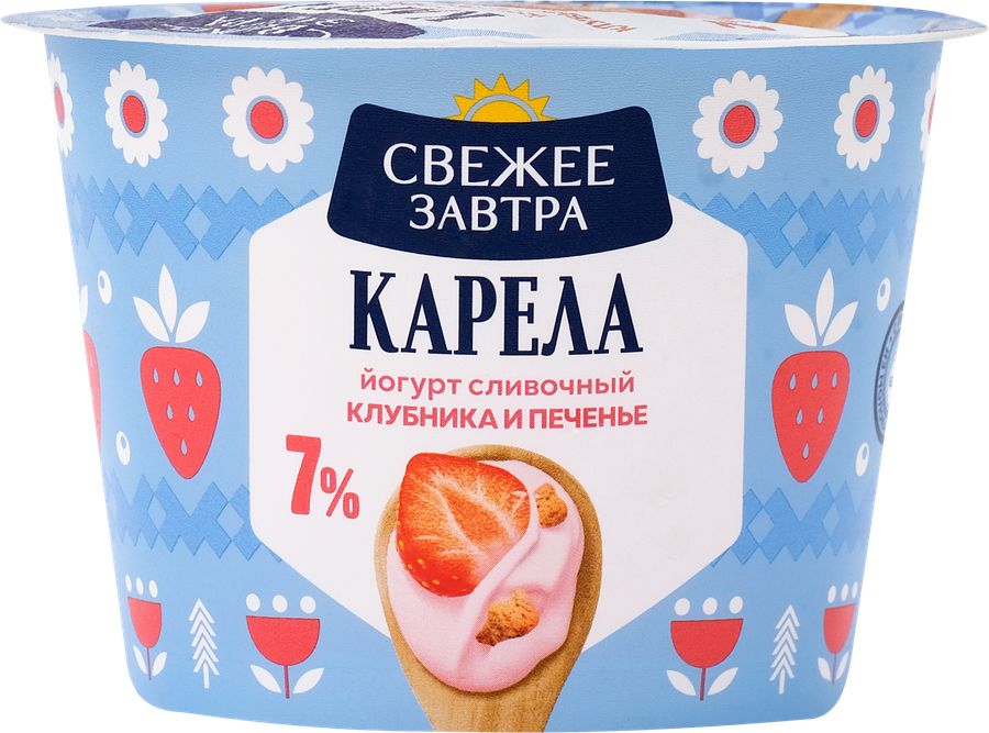 Йогурт СВЕЖЕЕ ЗАВТРА Клубника и печенье 7%, без змж, 180г, превью