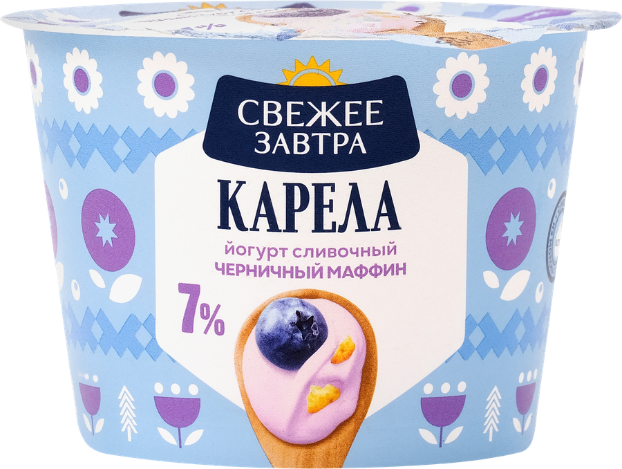 Йогурт СВЕЖЕЕ ЗАВТРА Черничный маффин 7%, без змж, 180г, превью