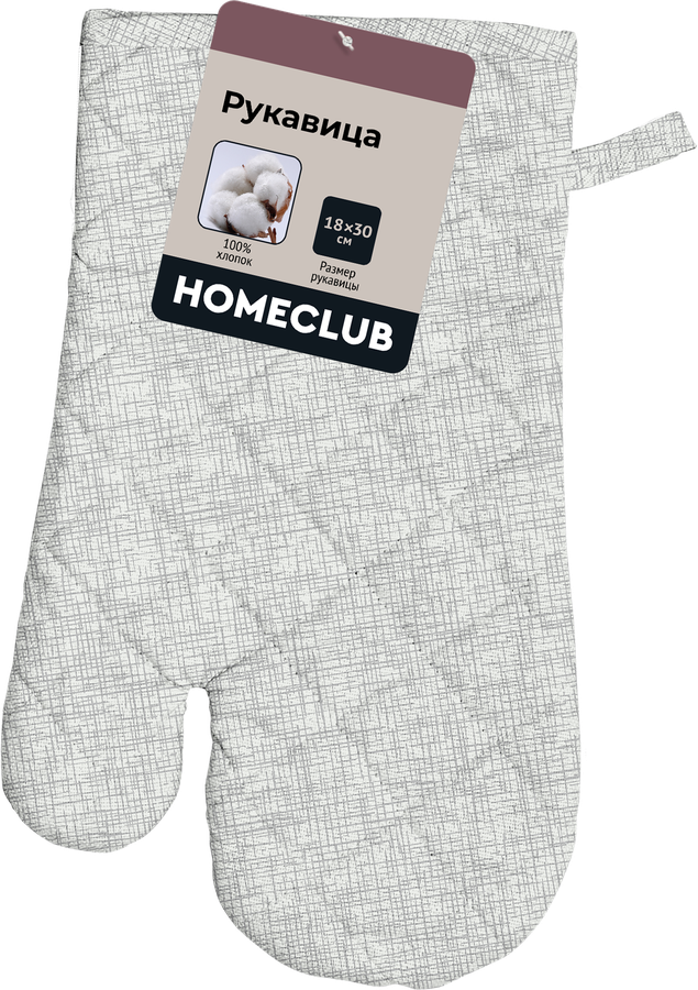 Рукавица кухонная HOMECLUB Диагональ 18x30см, серая, превью