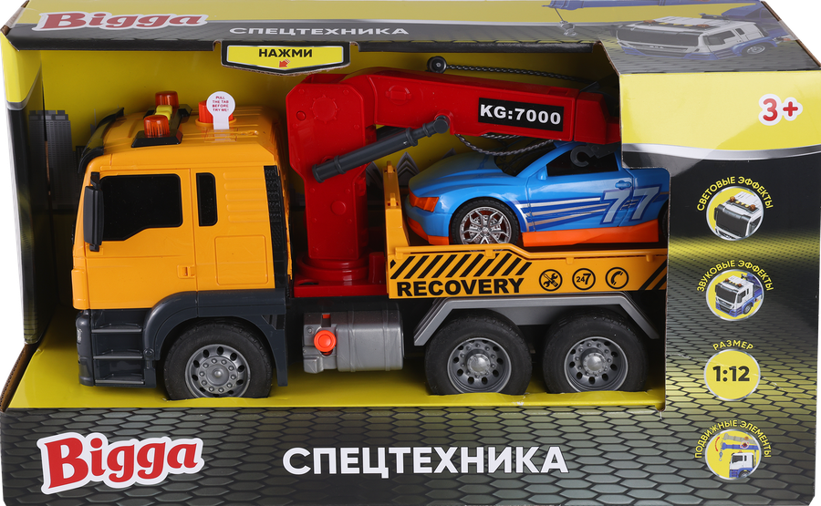 Игрушка BIGGA Автокран/Эвакуатор, со световыми и звуковыми эффектами, Арт. 666-51T/666-55T, предпросмотр