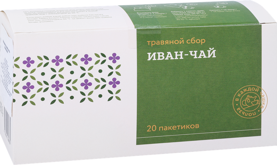 Чай травяной ТРАВЫ И ПЧЁЛЫ Травяной сбор Иван-чай микс, 20пак, превью