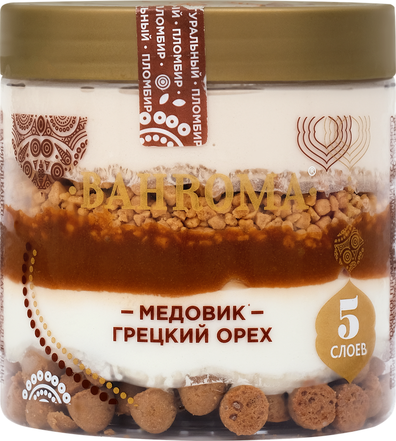 Мороженое BAHROMA Медовик и грецкий орех, пломбир, без змж, пластиковая банка, 320г, превью