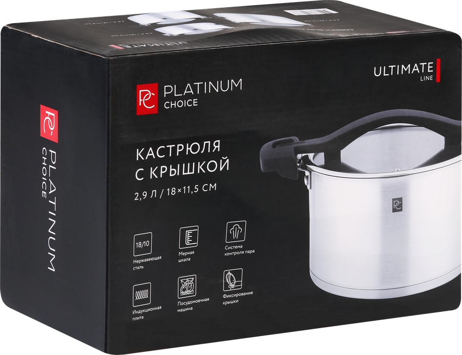 Кастрюля PLATINUM CHOICE Ultimate, нержавеющая сталь, 2.9л, Арт. LF-B21-18C, превью