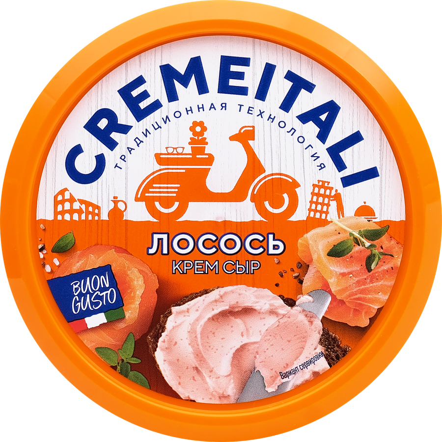 Сыр творожный CREMEITALI Крем сыр 60% с лососем, без змж, 140г, превью