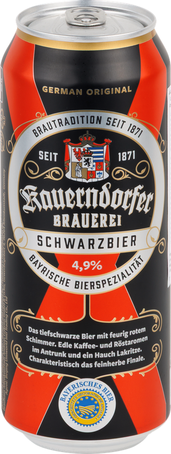 Пиво темное KAUERNDORFER Schwarzbier фильтрованное пастеризованное 4,9%, 0,5л, превью