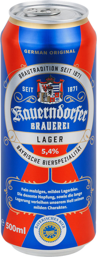 Пиво светлое KAUERNDORFER Lager фильтрованное пастеризованное 5,4%, 0,5л, превью