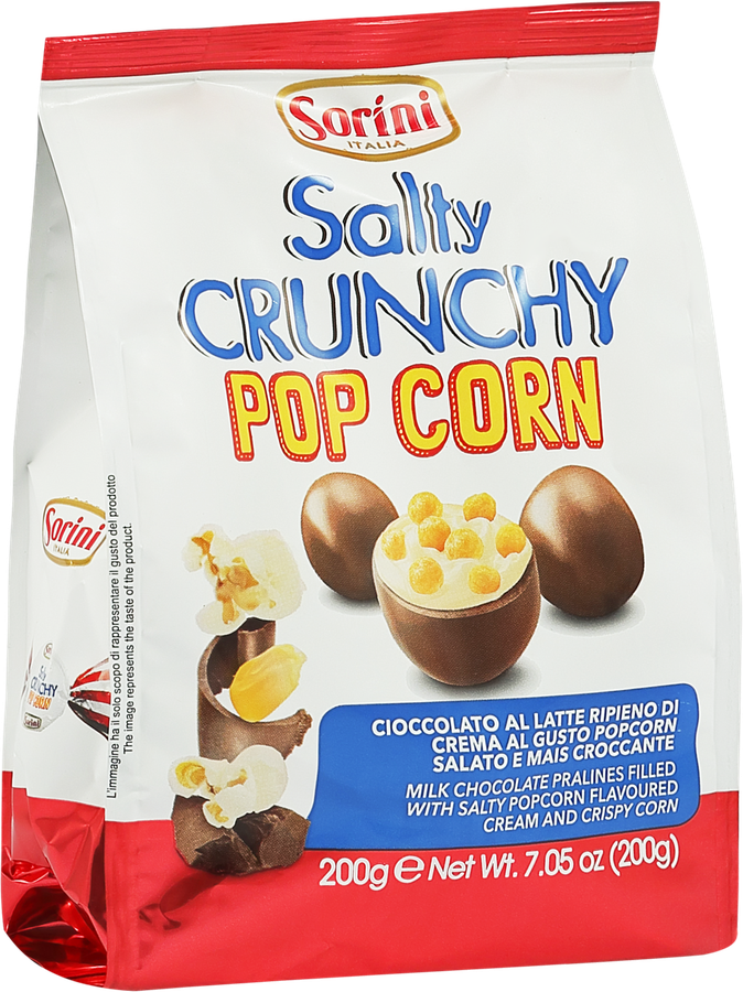 Конфеты HDI Salty Crunchy Popcorn пралине с кремом и хрустящей кукурузой, 200г, превью