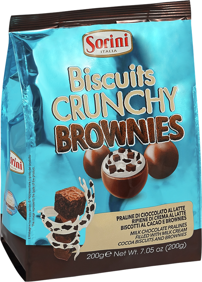 Конфеты HDI Biscuit Crunchy Brownies пралине с шоколадным печеньем, 200г, предпросмотр