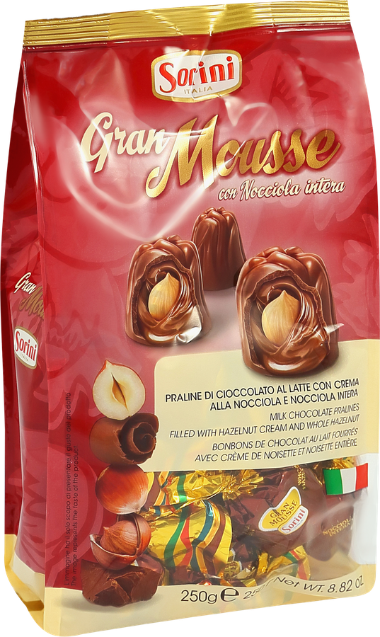 Конфеты HDI Gran Mousse пралине с ореховым кремом и цельным фундуком, 250г, превью