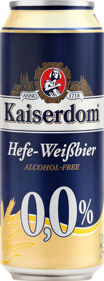 Пиво светлое безалкогольное KAISERDOM Hefe-Weissbier пастеризованное нефильтрованное неосветленное, 0.5л, превью