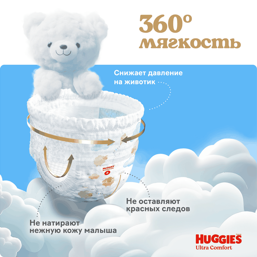 Подгузники-трусики для девочек HUGGIES Ultra Comfort 4 9–14кг, 46шт, предпросмотр