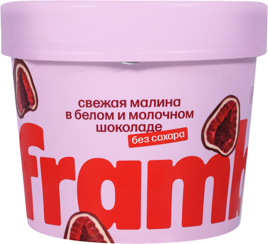 Малина быстрозамороженная FRAMBINI в белом и молочном шоколаде, без сахара, 130г, превью