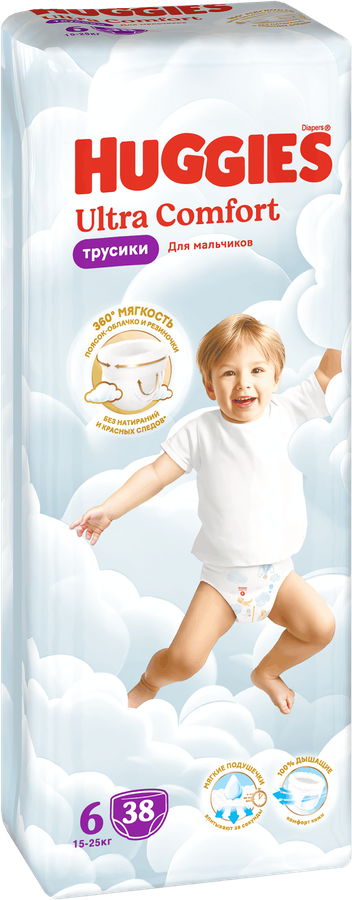 Подгузники-трусики для мальчиков HUGGIES  Ultra Comfort 6 15–25кг, 38шт, превью