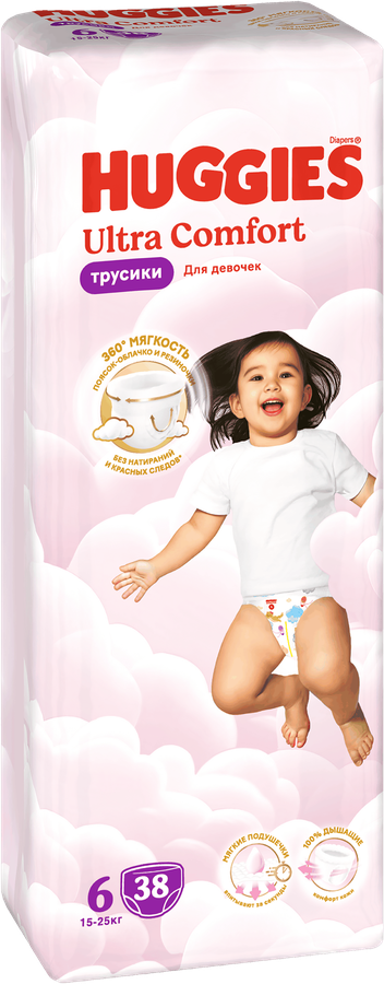 Подгузники-трусики для девочек HUGGIES  Ultra Comfort 6 15–25кг, 38шт, превью