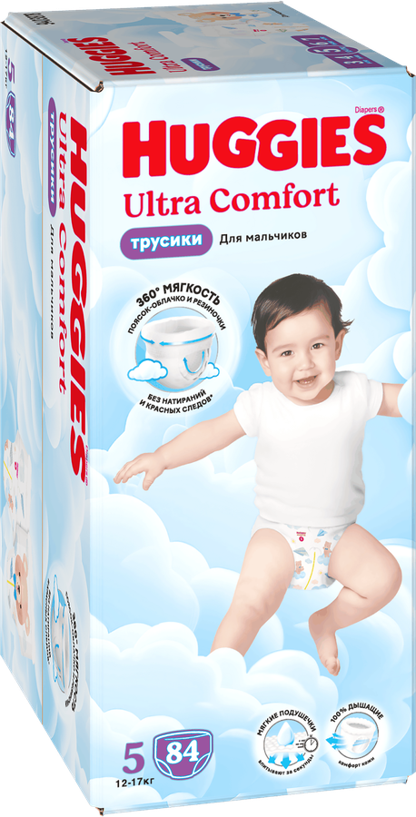 Подгузники-трусики для мальчиков HUGGIES  Ultra Comfort 5 12–17кг, 84шт, предпросмотр