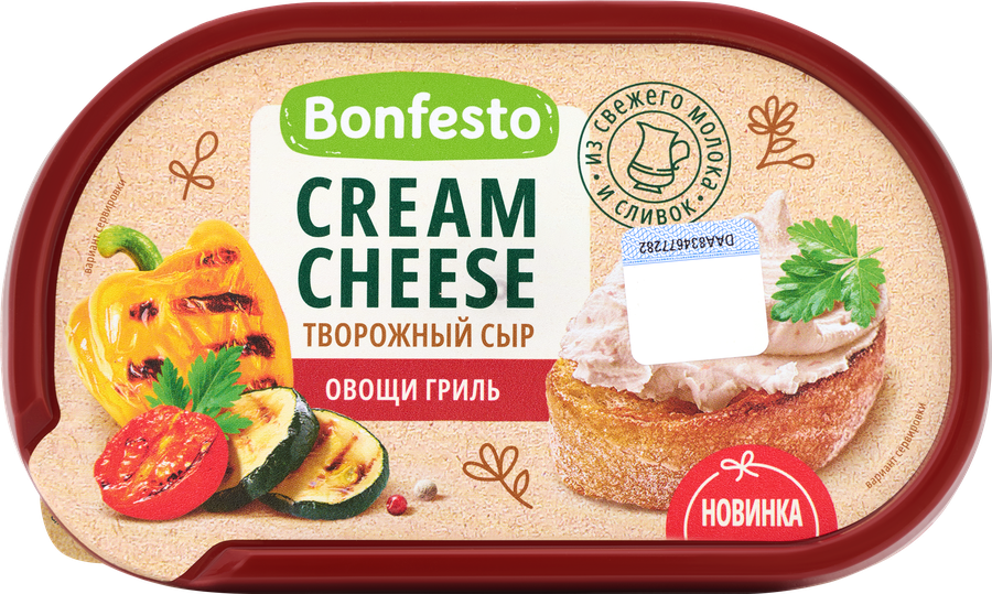 Сыр творожный BONFESTO Кремчиз с наполнителем овощи-гриль 65%, без змж, 140г, превью