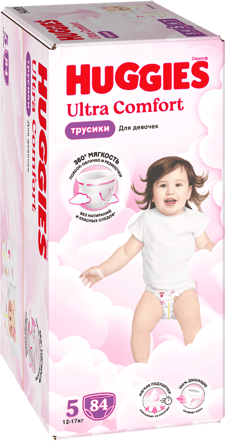 Подгузники-трусики для девочек HUGGIES Ultra Comfort 5 12–17кг, 84шт, предпросмотр
