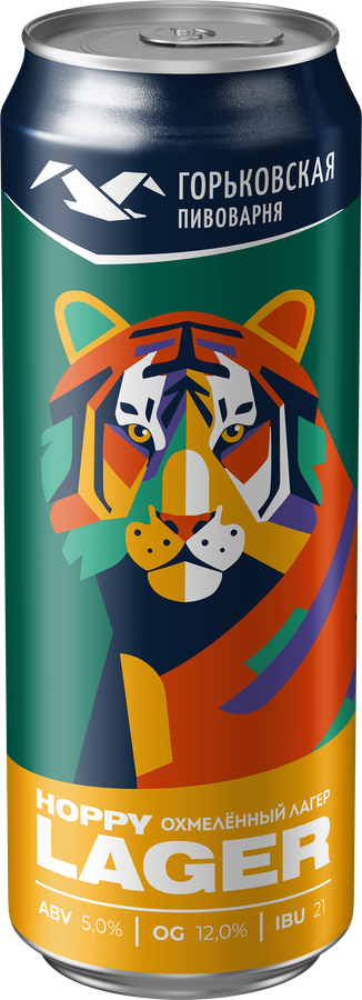 Пиво светлое ГОРЬКОВСКАЯ ПИВОВАРНЯ Hoppy Lager пастеризованное 5%, 0.45л, превью