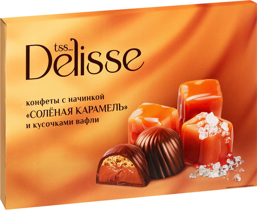 Набор конфет DELISSE с начинкой соленая карамель с вафлей, 155г, превью