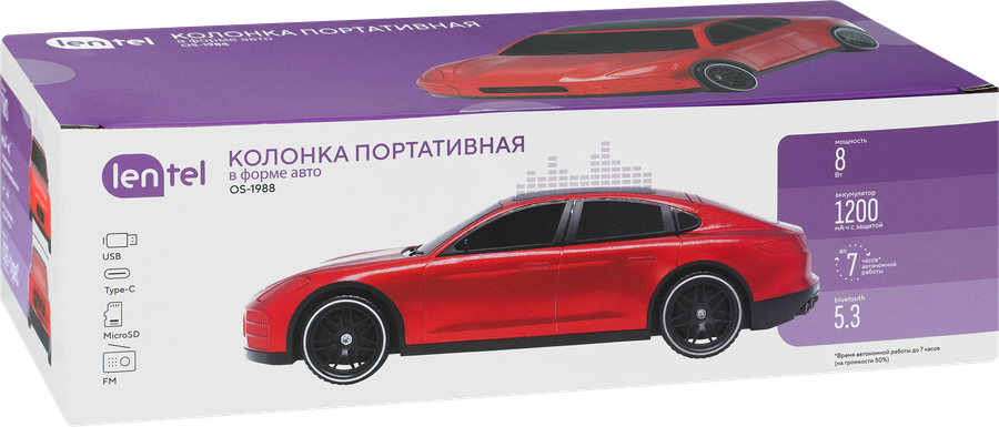 Колонка портативная LENTEL Спорткар, 8Вт, Арт. OS-1988, превью