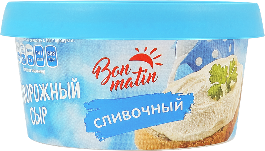 Сыр творожный BON MATIN Сливочный 30%, без змж 130г, 130г, превью