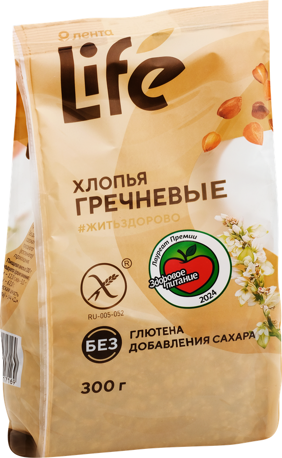 Хлопья гречневые безглютеновые ЛЕНТА LIFE, 300г, превью
