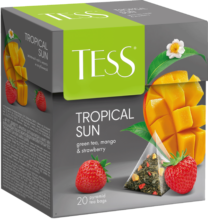 Чай зеленый TESS Tropical Sun с ароматом манго и клубники, 20пир, предпросмотр