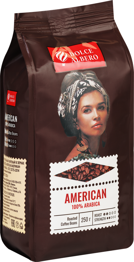 Кофе зерновой DOLCE ALBERO American 100% Arabica, 250г, предпросмотр