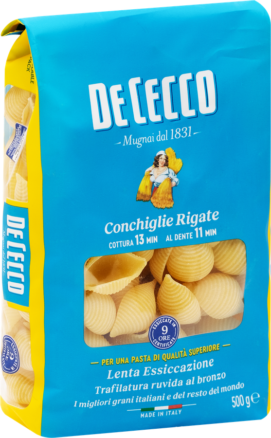 Макароны DE CECCO Conchiglie rigate №50, из муки твердых сортов пшеницы, 500г, предпросмотр