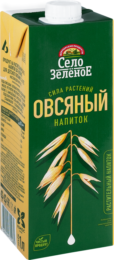 Напиток растительный СЕЛО ЗЕЛЕНОЕ Овес 1,8%, 1000мл, предпросмотр