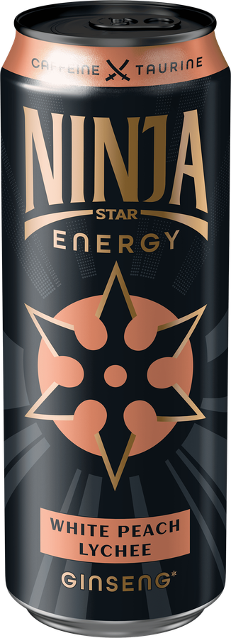 Напиток энергетический NINJA STAR Белый персик, личи газированный, 0.45л, превью