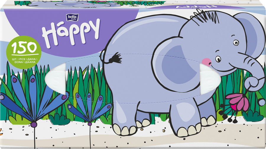 Салфетки бумажные BELLA Baby Happy 2-слоя, 150шт, превью