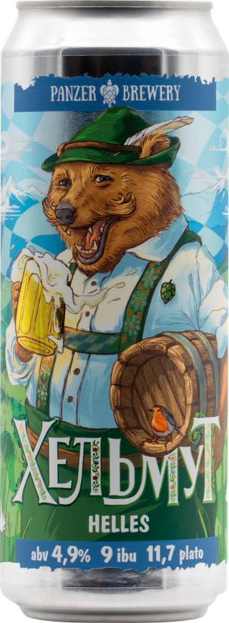 Пиво светлое PANZER BREWERY Хельмут непастеризованное фильтрованное 4,9%, 0,45л, превью