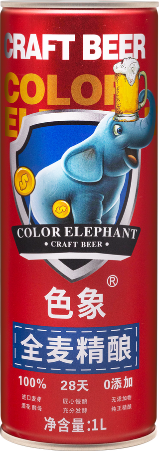 Пиво светлое COLOR ELEPHANT Сэсян непастеризованное нефильтрованное неосветленное 5%, 1л, предпросмотр