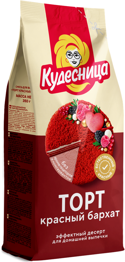 Смесь для выпечки КУДЕСНИЦА Торт Красный бархат, 350г, превью