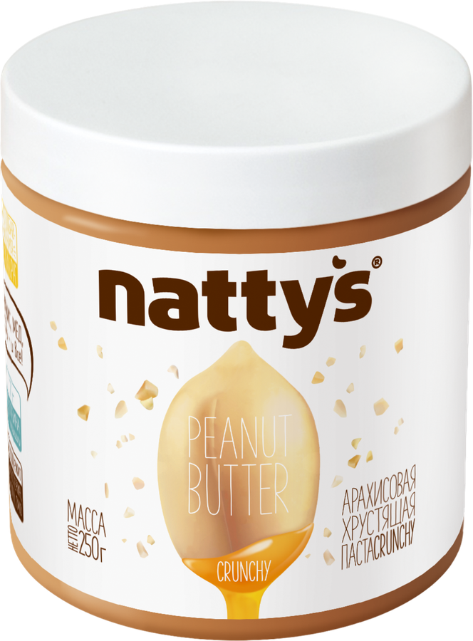 Паста арахисовая NATTYS Crunchy с кусочками арахиса и медом, 250г, предпросмотр