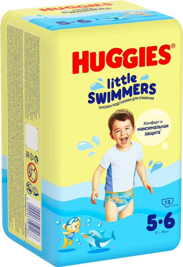 Подгузники-трусики для плавания HUGGIES 5–6, 12–18кг, 13шт, предпросмотр