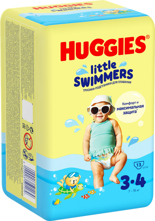 Подгузники-трусики для плавания HUGGIES 3–4, 7–15кг, 13шт, превью