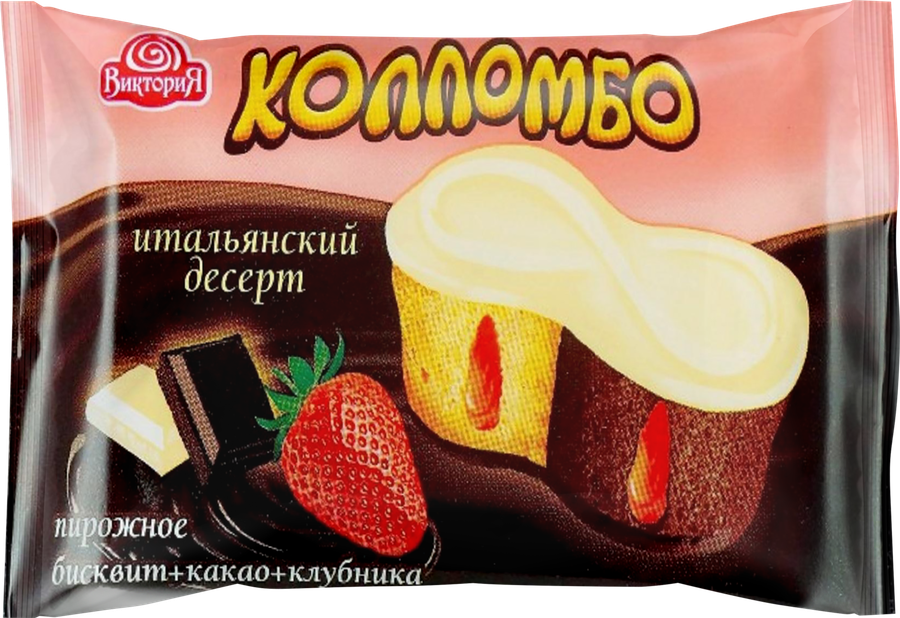 Пирожное бисквитное КОЛОМБО Итальянский десерт, бисквит какао клубника, 800г, превью